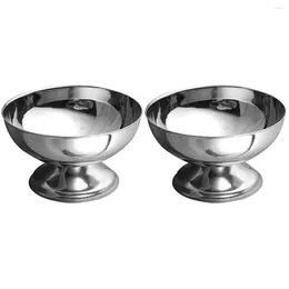 Dinnerware Sets 2 Pc Stainless Steel Dessert Cup Containers For Salad Drinking Storage Bowl Kitchen Supply Fruit Office