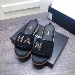 gold chain fabic loafer New luxurys Designer Summer Casual Shoe Slide lady rubber Shoes Slipper flat sandal letter Slipper With box Mule woman sandale travel Sliders