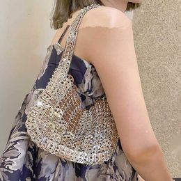 luxury Designer Handbag Metal Chain Tote Bag Hollow Evening Bag Clutch Women's Bag Trend Female Travel Holiday Shoulder Bag 230328
