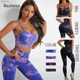 Active Sets Bauhinia Seamless Yoga Set Women Gym Clothing Sport Suits Hight Waist Leggings Sport Bra Fitness Shorts Workout SetL240118