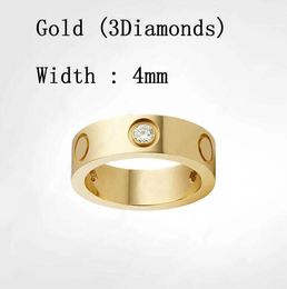 4mm 5mm 6mm titanium steel silver love ring Fashion Designer men and women rose gold Silver Jewellery Band With diamonds for lovers couple rings gift with velvet bag