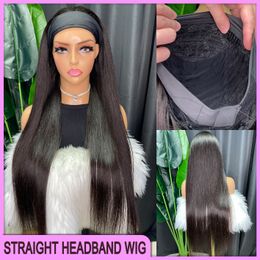 180% Density Grade 10A Malaysian Peruvian Indian Brazilian Silky Straight Headband Wig 30 Inch 100% Raw Virgin Thick Human Hair