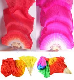 Whole1Pc Hand Made Colourful Belly Dance Dancing Silk Bamboo Long Fans Veils 4 Colours 6688715