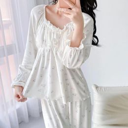 Women's Sleepwear 2pcs Pyjamas Kawaii Thickened Coral Fleece Printing Pullover Long Sleeve Top Trousers Loungewear Pijamas For Women Pjs