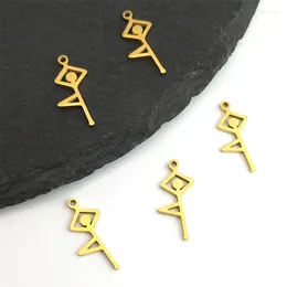 Charms Yoga Sports Charm Pendant For Necklace Women/Men Gold Colour Stainless Steel Standing Man Shape Diy Jewellery Making Gift 1700S07