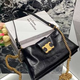 Teen triomphes Designer bag luxury leather New 2024 internet celebrity armpit triumphal arch style diamond grid chain with large capacity oil wax crossbody one sho