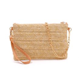 Straw Cross-Body Bag Summer Women's Single Shoulder Beach Bag Mobile Phone Pouches Cosmetic Bags