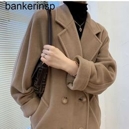 Double Cashmere Maxmaras High-end Top Quality Family 10801 High end Imported Classic Camel breasted Woollen Women's Long Woollen 2023