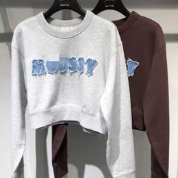 M Family's 2024 Early Spring New Product Y2K Denim Patch Pullover Short Sweater 010GAL90-5780