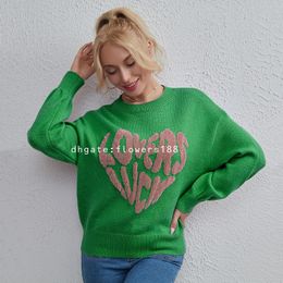 Women's Sweaters Fall Winter 2023 New Sweet Heart Contrast Color Sweater Street Style Casual Loose Knitted Sweater Women