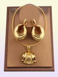 Earrings Necklace African Jewelry Set For Women Fashion Dubai Wedding Pendant Bridal Design Gold Plated Nigerian Accessory74821805063144