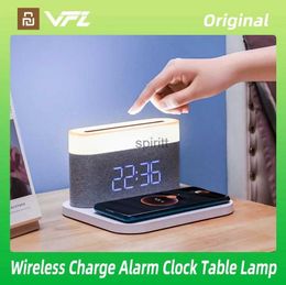 Desk Table Clocks VFZ Table Lamp Wireless Charging Digital Alarm Clock Table 3 Colour Temperature Night Light for Apple Xiaomi HUAWEI Charging YQ240118