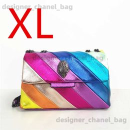 Shoulder Bags Rainbow Women Handbag Wave Pattern Eagle Icon Head On Front Jointing Colourful Cross Body Bag Patchwork Shoulder Bag T240116