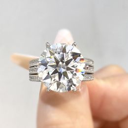 Hotsale Diamond Passed Tester Moissanite Ring 925 sterling Silver 5CT 10CT Large Moissanite Rings for Men Women Bridal Engagement Jewellery Gift Size 6-10