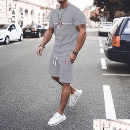 Men'S Polos Mens S Tshirt Suit Shirt Shorts Top Fashion 3D Printing Fitness Brand Summer Sports Outdoor Leisure 230328 Drop Delivery A Dhrbq