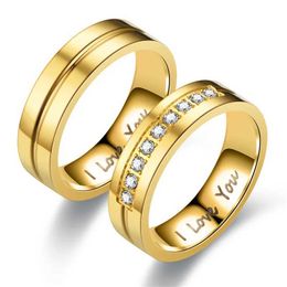 Band Rings Fashion Women Men Titanium Steel RClassic Letter I Love You Rings Gold Colour Jewellery for Couple WeedGift Accessories J240118