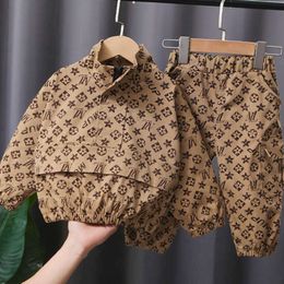 Children Designer 4 Baby Boy Clothes 5 Years Toddler Boutique Outfits Fashion Print Splicing Coats and Pants Kids Bebes Jogging Suits78
