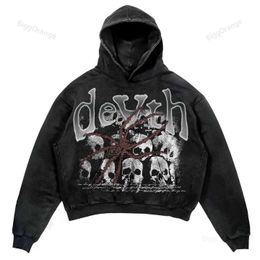 Mens Hoodies Sweatshirts New Solid Spider Gothic Dark Cotton High Street Sweater Loose Print Punk Style Coat for Men and Women Quality Hoodie Topyolq