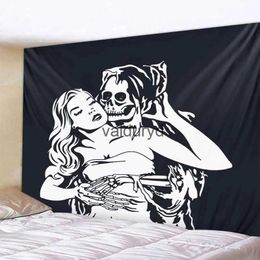 Tapestries Psychedelic Skull Character Art Tapestry Wall Aesthetics Room Decoration Bohemian Witchcraft Hippie Homevaiduryd