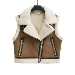 UNIZERA 2023 AutumnWinter Product Women's Fashion and Casual Versatile Polo Collar Sleeveless Tank Top Vest Coat 240117