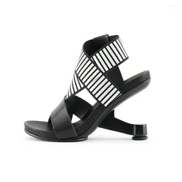 Sandals 2024 Open Toe Women Elastic Cross Band Summer Shoes Iron Strange High Heels Sandalias Femme Platform Prom Roma Pumps