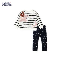 Little maven Clothes for Teenagers Baby Girls Clothes Pink Cotton Cartoon Hoodie Sets Autumn Casual Clothes for Kids Girls 240117