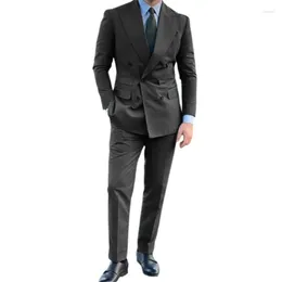 Men's Suits Slim Fit Men 2024 Double-Breasted Jacket Pants Sets Business Groom Tuxedo For Wedding Party 2 Piece (Blazer Pants)