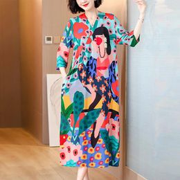 Casual Dresses 2024 Fashion Silk Dress Women's Spring Luxury Printed French Loose Tight Beach Style Vestidos