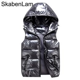 Vest for Boy Children Hooded Warm Outerwear Kids Glossy Coat Baby Girl Sleeveless Jacket Winter Down Padded Waterproof Waistcoat 240117