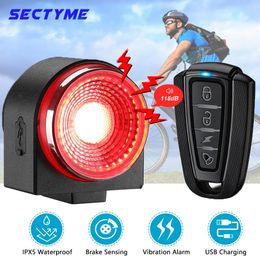 Lights Sectyme A8pro Bicycle Taillight Alarm Brake Sensing Light Wireless Remote Control Usb Charging Burglar Alarm Bike Rear Lamp