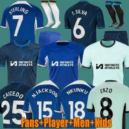 23 24 NKUNKU Soccer Jerseys N.JACKSON Kids Kit Player Version 2023 2024 ENZO STERLING JAMES KOULIBALY AZPILICUETA FOFANA Football Shirt Training