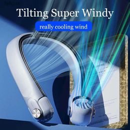 Electric Fans Tilt Rotor Neck Fan 3 Speeds Portable Neck Fan Hands-Free Neckband Cooling Fan Mini USB Rechargeable Air Conditioner Turbo Fans YQ240118