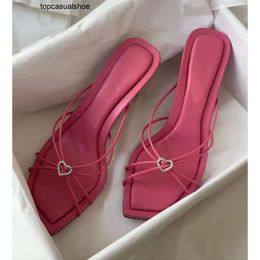 JC Jimmynessity Choo Shoes Brand Women Indiya Sandals Square Toe Nappa Leather Hearts Crystal Mule Slim Knotted Straps Ladies High Heels Eu35-41