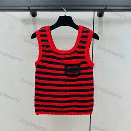 Women Knits Tee Tank Top Designer Sleeveless Knitted Stripe Vest Sleeveless Pullover Sport Tops