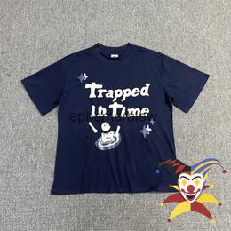 Men's T-Shirts Women's Sweaters Dark Blue BROKEN PLANET Trapped In Time T Shirt Men Women Skull Print T-shirt Tops Teeephemeralew