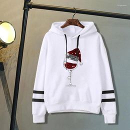 Women's Hoodies Christmas Wine Glass Letter Print Men/Women Fashion Personality Hooded Pullover Teen Casual Long Sleeve Sweatshirts