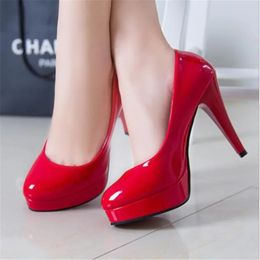 Women Pumps Fashion Classic Patent Leather High Heels Shoes Nud Head Paltform Wedding Dress Plus Size 3442 240117