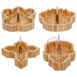 Multifunctional Smoking Multiple Styles Natural Bamboo Wood Ashtray Desktop Tobacco Cigarette Tips Support Portable Container Bong Bowl Holder Bracket Ashtrays