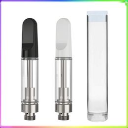 TH205 Ceramic Glass Vape Cartridges With Plastic Tube 0.5ml 0.8ml 1.0ml White Black Screw Top 510 Thread TH2-SE Empty Carts