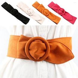 Belts Decoration Strap Casual Wild Skirt Bands Round Buckle Waistband Ladies Dress Cummerbund Suede Fabric Waist Belt