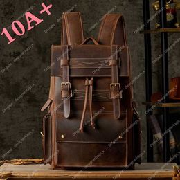 10A+ High quality bag Backpack Casual Layer Handmade for Men's Personalised Cowhide Youth Top Large Travel Bag Capacity