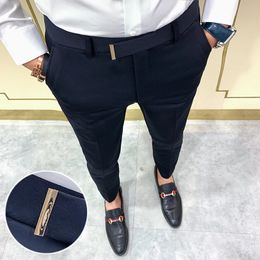 Suit Pants Spring Man Fashion Casual Slim Business Men Wedding Party Work Trousers Classic Large 36 240117