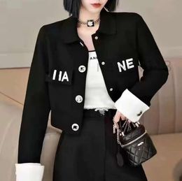 2024ss Designer Women's Jackets Top Quality lapel Polo Fashion Chest Pocket slim fit white Embroidery Printed Metal Buckle Knitted Long-sleeved Cardigan Jackets Car