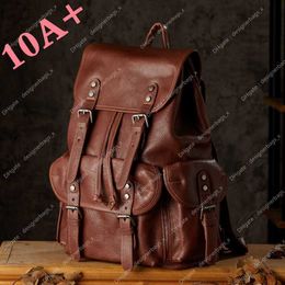 10A+ High quality bag Fashion Handmade Vegetable Leisure Tanned Cowhide Backpack Leather for Men Personalised Student Trendy Brand Genuine Travel