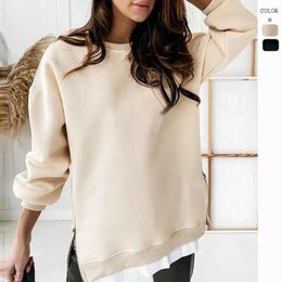 Women's Hoodies Autumn Solid Hoodie Fashion Long Sleeve Round Neck Loose Sweatshirt Pullover Casual Coat Skirt