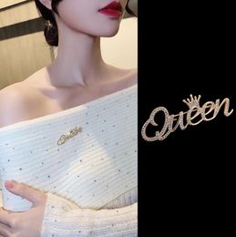 Luxury Designer Queen Brooches For Women Honourable Crown Rhinestone Brooch Pins Dress Accessories Jewellery Party Wedding Gifts