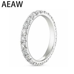 Band Rings AEW 14k White Gold 1.8mm DEF Color CVD HPHT Lab Grown Diamond Eternity WeddBand for Women Ladies Ring J240118