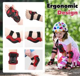 Gear 6 in 1 Skating Cycling Roller Skating Protection Set Kids Knee Elbow Wrist Protective Pads Sport Protective Gear for Boy Girl