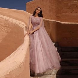 Casual Dresses Pink Beads Lush Women Dress For Poshoot Dubai Cloak Sleeve Luxury Custom Puffy Prom Gowns Pography