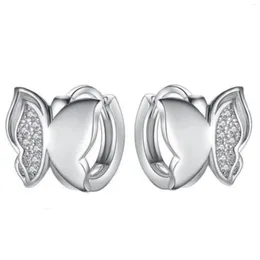 Stud Earrings Elegant Silver Butterfly Ear Clip Women's Japanese And Korean Fashion Graceful Cute Dancing